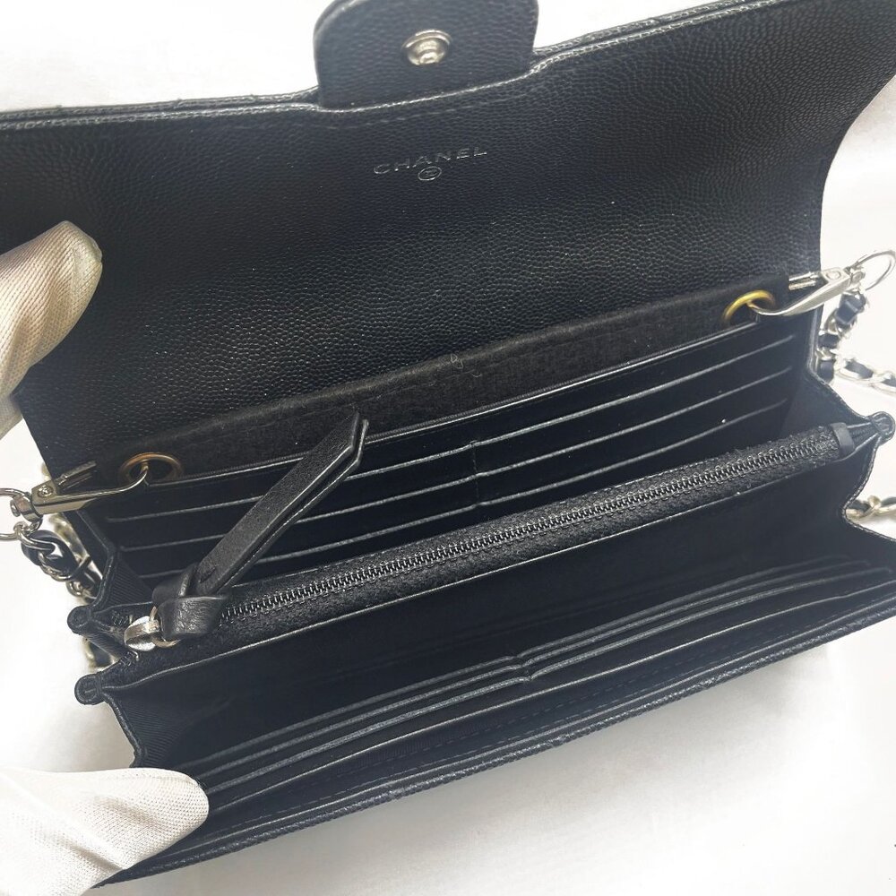 Authentic CHANEL CC Classic Caviar Flap Wallet on Chain Shoulder Crossbody Black - Picture 10 of 16